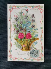 CPA Panier remplis de rose -