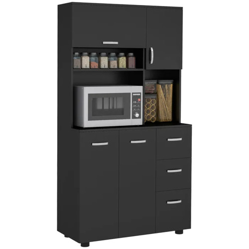 Armoire cuisine homcom noir - cuisine,