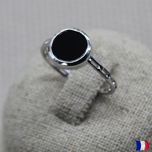 Bague argent 925 agate noire - bague,