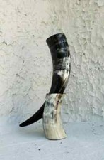 Grand support en corne à boire viking et étui en cuir cadeau d'Halloween