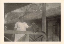 OLD PHOTO GUIANA ~1950 OYAPOCK MME MANDÉ COOK & MIMI THE MONKEY COUATA