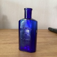 bouteille ancienne  Bleue Au Planteur De Coiffa 13,5 Cm Haut