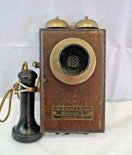 Julius Andrae Antique Telephone Box c. Early 1900's - Solid Oak and Bakelite