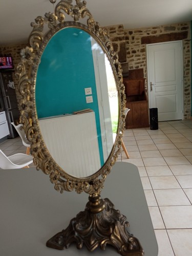 Ancien miroir ovale pivotant - ancien,