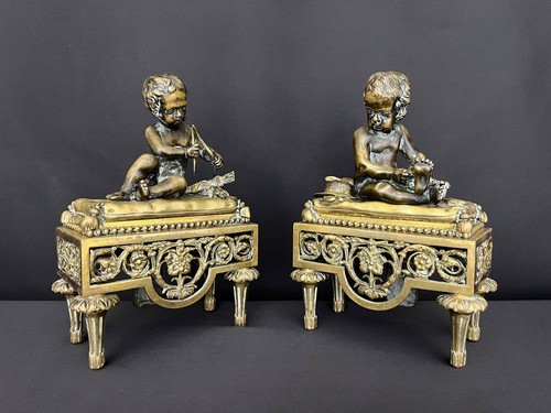 Paire chenets anciens en - chenets,