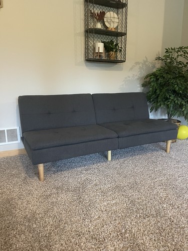 Gray tufted convertible futon - gray,