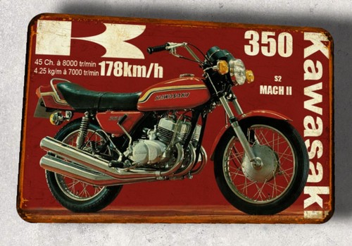 Plaque métal vintage kawasaki - plaque,