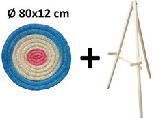Cible de tir à l'arc de paille Ø 80 x 12 cm peint + Stand