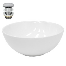 Lavabo en céramique blanc avec garniture de vidage vasque à poser Ø 320x135 mm