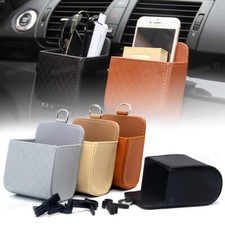 Car Air Vent Pocket Organizer Leather Phone Holder Storage Box Pouch Accessories