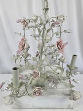 Italian Tole Ware Cream w/Pink