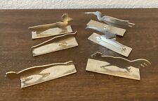 Set of 6 Silver Metal Knife Holders / Cutlery Signed Yorel Art Deco