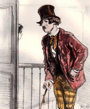 LE CLIENT DE LA PERIPATETICIENNE Original GAVARNI Watercolor Lithograph