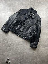Schott NYC Vintage Black Leather Size 46 Made in USA Cafe Racer Bomber Jacket