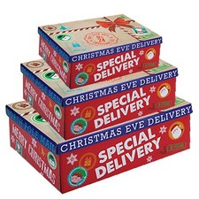 Noël Réveillon Boite Cadeau Spécial Livraison / Paquet Plat - Taille au Choix