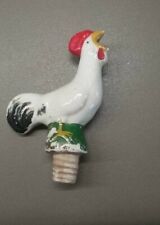 ANCIEN BOUCHON DOSEUR BEC VERSEUR, PORCELAINE PEINT MAIN, COQ  H:7,5cm