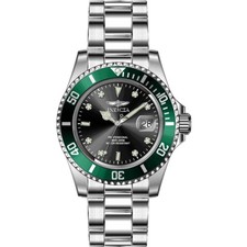 Invicta Pro Diver Date Quartz Black Dial Green Bezel Men's Watch 47353