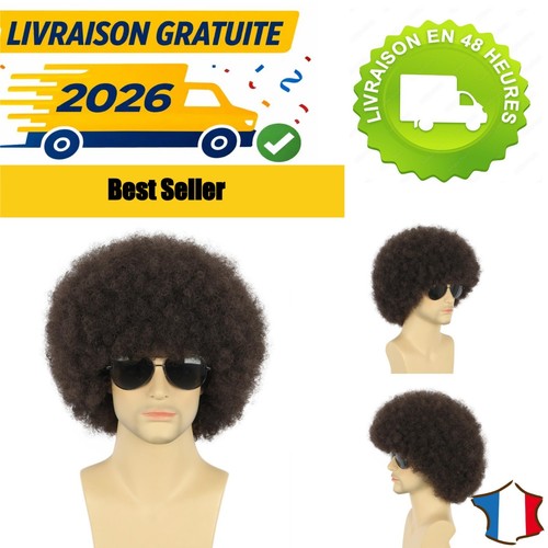Perruque courte frisée brun - perruque,