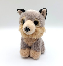 Peluche chien husky gris beige