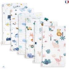 Maliton Langes Coton BéBé,6 PièCes 50 * 25cm Lingette Lavable Bebe,6 Couches D'