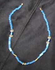 Bijoux Touareg : Collier ras du cou - Perles Argent & Perles Bleues du Désert