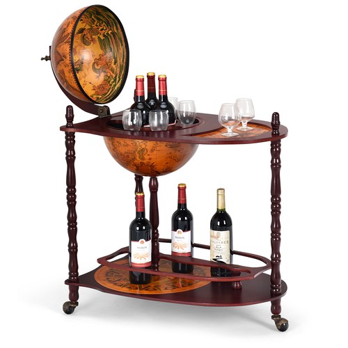Wood globe wine - globe, stand