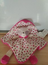 Doudou plat lapin blanc rose