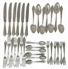 WMF ENSEMBLE DE 32 COUVERTS modèle éventail vintage métal argenté 90 et 100