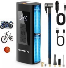 Compresseur à Air Électrique avec Lampe LED - Idéal pour Vélo et Moto, YOUNGDO