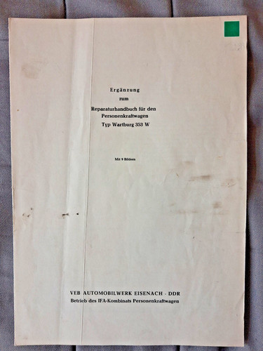 Wartburg 353 supplement to - supplement,