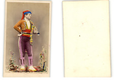 Man in traditional outfit, regional costume, watercolor vintage albumen prin