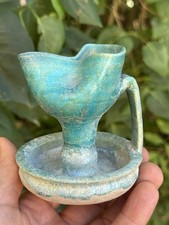 Turquoise Glaze Siliceous Paste Oil Lamp - Iran - XII Eme, XIII Eme