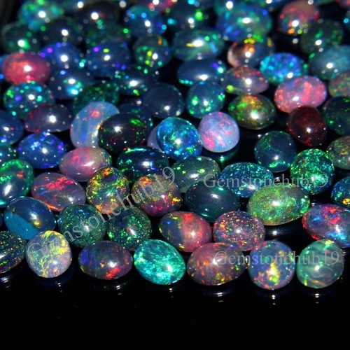 Lot cabochons opale noire - cabochons,