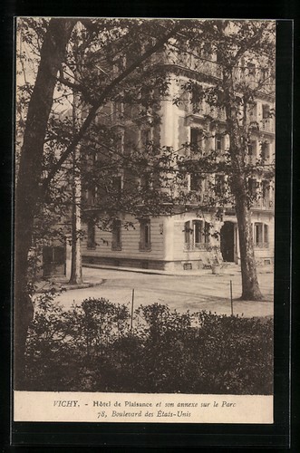 Cpa vichy hôtel plaisance - hôtel,