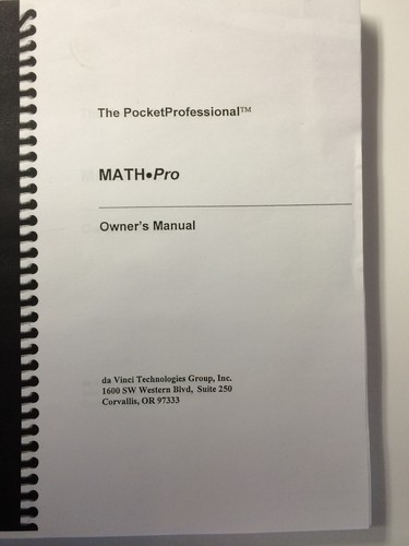 Manual for sparcom math pro - sparcom,