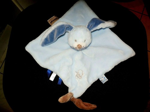 Doudou plat lapin bleu - doudou, et