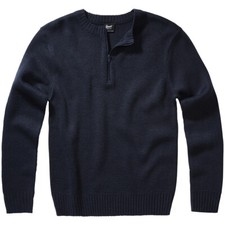 Brandit Armee Pullover Troyer Swiss Army Pull en Maille Homme Bleu Marine