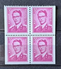 Timbres BELGIQUE - N° COB 1485f ** & 1485g**, Roi Baudoin 3f rose, en Bloc de 4