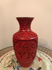 VASE EMAUX LAQUE CINABRE PEKIN CHINE CHINOIS ASIATIQUE JAPONAIS EXTREME ORIENT