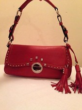 ELEGANT RED FAUX LEATHER TASSEL FLAP CLIP HOBO CLUTCH SHOULDER HAND BAG PURSE NW