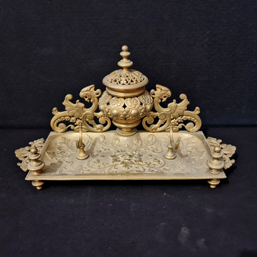 Encrier repose plume bronze - repose-plume, en