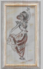 NEW VENTE.PETITE SANGUINE .ANDALOUSE .SIGNE. ISOREL/ENCADRE/ VITRé/SIGNE.29X 17