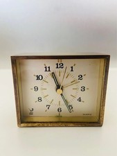 Antique JAZ Vintage Brushed Gold Metal Alarm Clock Height 6cm / Width 7cm