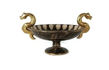 ceramic vintage centerpiece footed Faience dragons deer Hubert Bequet Belgium