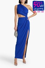 RRP€399 RONNY KOBO One-Shoulder Maxi Dress Size S Blue Cutout Draped