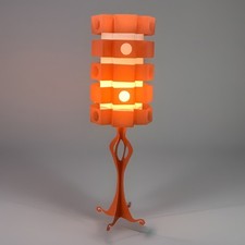 Lampe Métal Orange Abat Jours Plastique Géométrique Vintage Scandinave 1970