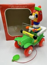 TACOT DOG - wooden & plastic pulling toy EDUCALUX 4609 - 1970's - VGC