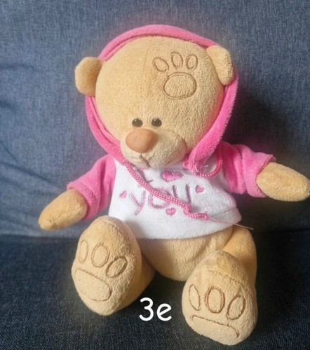 Peluche ours beige - rose, "i