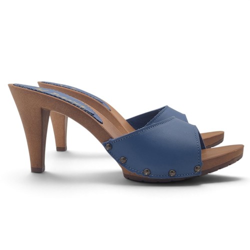 Mules cuir bleu royal - mules, en