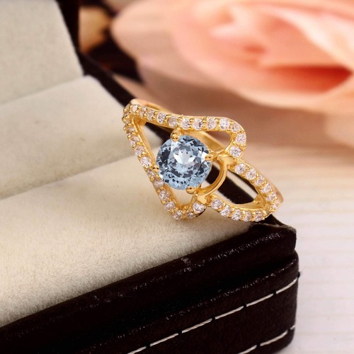 Bague pierre aigue marine - en,